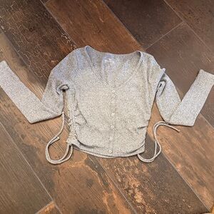 Hollister Gray Ribbed Long Sleeve Top size small